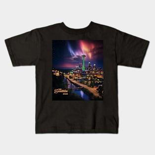 Northern Lights Over Seattle 2024 Kids T-Shirt